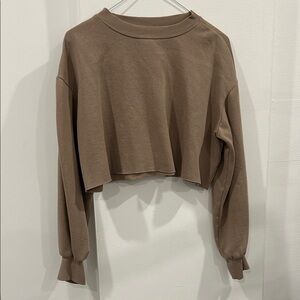H&M Cropped Brown Crewneck Sweatshirt